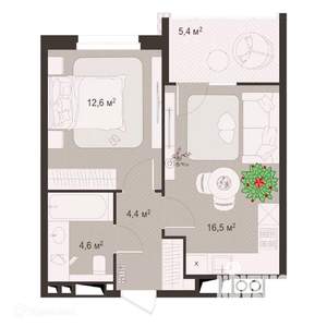 1-к квартира, вторичка, 44м2, 7/9 этаж