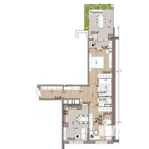 2-к квартира, вторичка, 87м2, 1/25 этаж