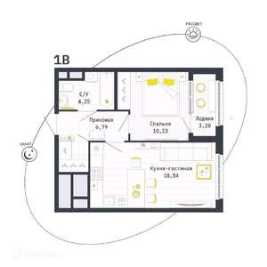 1-к квартира, вторичка, 42м2, 2/26 этаж