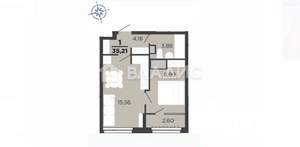 1-к квартира, вторичка, 35м2, 10/22 этаж