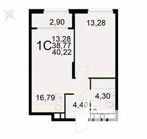 1-к квартира, вторичка, 40м2, 13/22 этаж