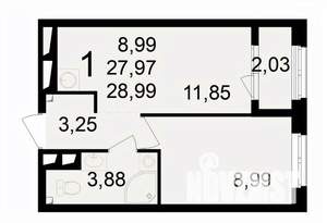 1-к квартира, вторичка, 29м2, 23/24 этаж