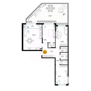 3-к квартира, вторичка, 126м2, 1/25 этаж