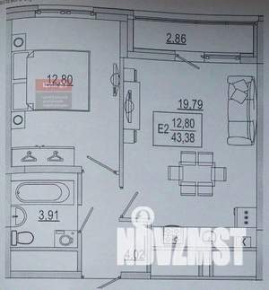 1-к квартира, вторичка, 43м2, 15/27 этаж