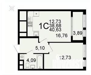 1-к квартира, вторичка, 41м2, 19/26 этаж
