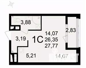 1-к квартира, вторичка, 28м2, 22/24 этаж