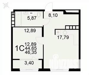 1-к квартира, вторичка, 46м2, 8/22 этаж