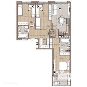 3-к квартира, вторичка, 91м2, 5/9 этаж