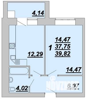 1-к квартира, строящийся дом, 40м2, 9/10 этаж