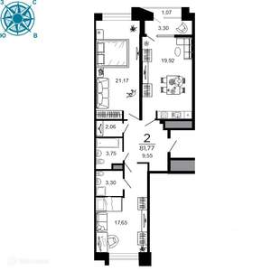 2-к квартира, вторичка, 82м2, 4/20 этаж