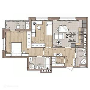 2-к квартира, вторичка, 68м2, 8/9 этаж