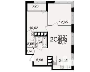 2-к квартира, вторичка, 61м2, 19/25 этаж