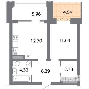 1-к квартира, вторичка, 42м2, 1/6 этаж