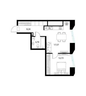 1-к квартира, вторичка, 42м2, 9/17 этаж