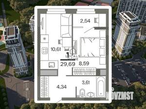 1-к квартира, вторичка, 30м2, 21/26 этаж