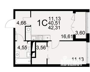 1-к квартира, вторичка, 41м2, 18/25 этаж