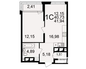 1-к квартира, вторичка, 41м2, 14/25 этаж