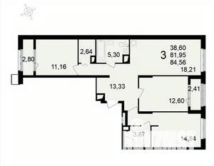 3-к квартира, вторичка, 85м2, 6/24 этаж