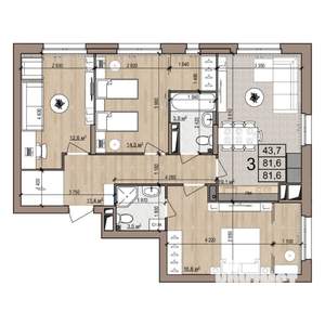 3-к квартира, строящийся дом, 82м2, 10/25 этаж