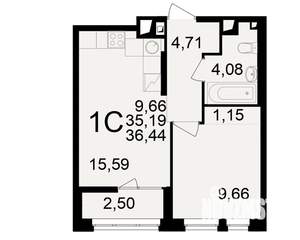 1-к квартира, вторичка, 35м2, 9/25 этаж