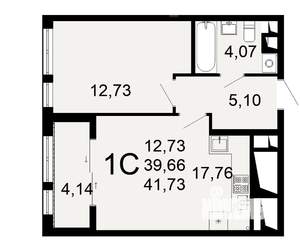 1-к квартира, вторичка, 40м2, 21/26 этаж