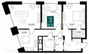 3-к квартира, вторичка, 82м2, 5/14 этаж