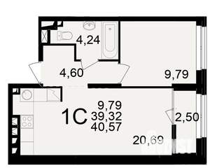 1-к квартира, вторичка, 39м2, 13/25 этаж