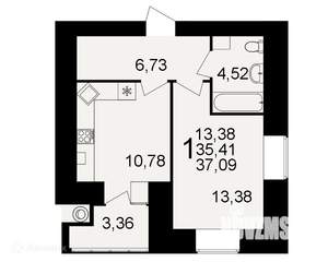 1-к квартира, вторичка, 37м2, 3/16 этаж