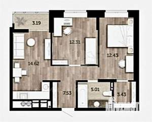 2-к квартира, вторичка, 55м2, 3/12 этаж