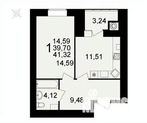 1-к квартира, вторичка, 41м2, 13/16 этаж