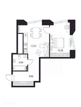 1-к квартира, вторичка, 46м2, 16/20 этаж