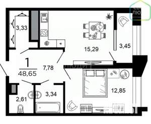 1-к квартира, вторичка, 49м2, 4/11 этаж