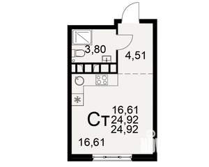 1-к квартира, вторичка, 25м2, 14/22 этаж