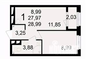 1-к квартира, вторичка, 29м2, 19/24 этаж