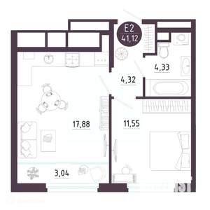 1-к квартира, вторичка, 41м2, 2/19 этаж