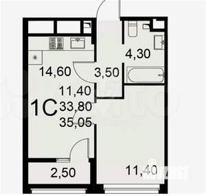1-к квартира, вторичка, 35м2, 5/23 этаж