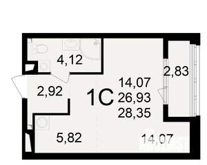 1-к квартира, вторичка, 27м2, 2/23 этаж