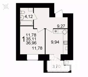 1-к квартира, вторичка, 37м2, 2/16 этаж