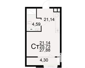 1-к квартира, вторичка, 26м2, 4/21 этаж