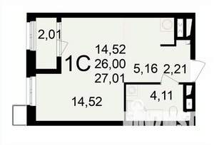 1-к квартира, вторичка, 28м2, 12/24 этаж