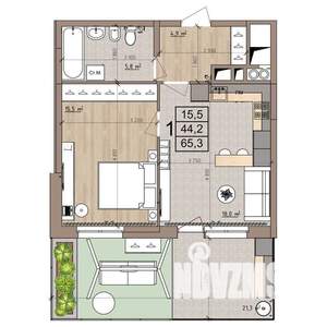 1-к квартира, вторичка, 65м2, 1/9 этаж