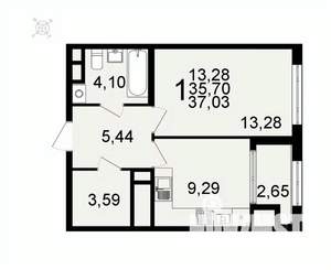 1-к квартира, вторичка, 37м2, 22/26 этаж