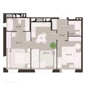 2-к квартира, вторичка, 63м2, 4/9 этаж