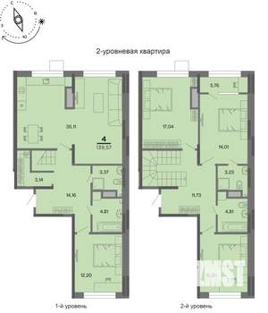 4-к квартира, вторичка, 140м2, 22/22 этаж