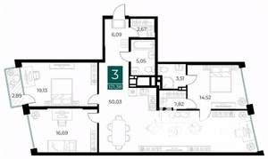 3-к квартира, вторичка, 121м2, 7/13 этаж