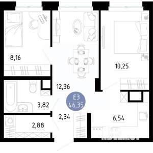 2-к квартира, вторичка, 46м2, 5/14 этаж