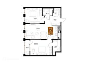 2-к квартира, вторичка, 86м2, 6/9 этаж