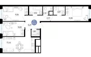 3-к квартира, вторичка, 70м2, 3/14 этаж