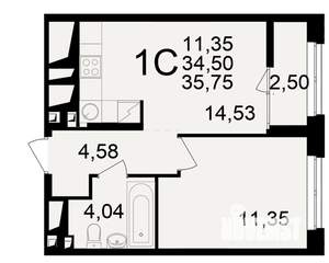 1-к квартира, вторичка, 35м2, 20/25 этаж