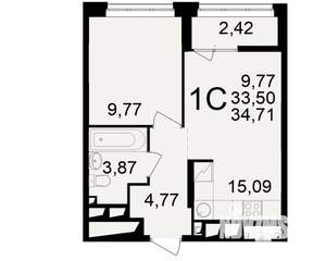 1-к квартира, вторичка, 34м2, 18/25 этаж